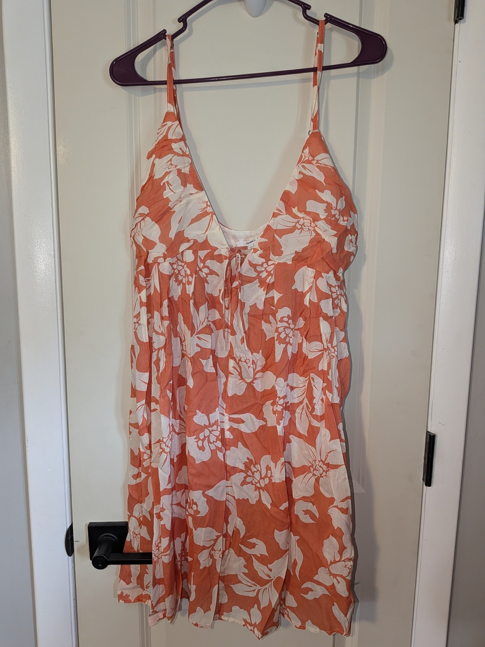 O'Neill Orange and White Floral Slip Dress